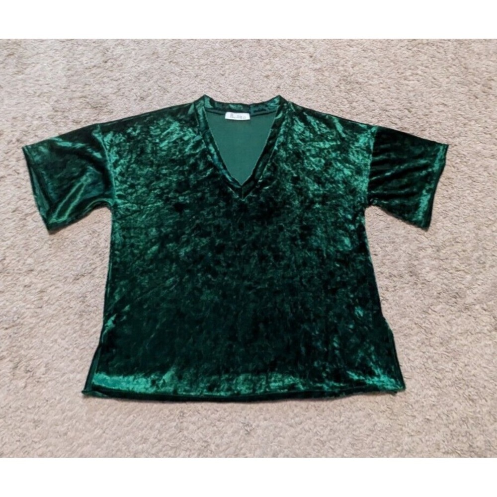Belita Velvet Shirt Womens Sz M Kelly Green Velvet Whimsigoth Fairy Grunge Boho